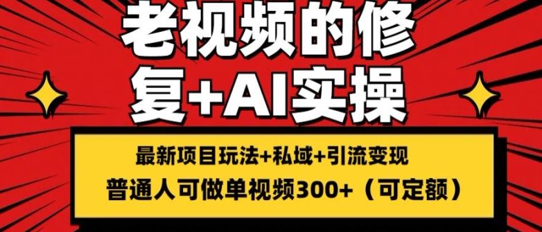修复老视频的玩法，搬砖+引流的变现(可持久)，单条收益300+【揭秘】-大鱼聊项目