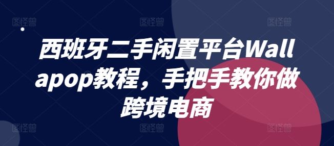 西班牙二手闲置平台Wallapop教程，手把手教你做跨境电商-大鱼聊项目