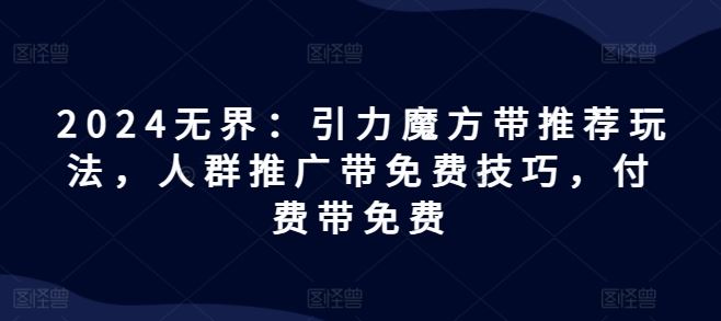 2024无界：引力魔方带推荐玩法，人群推广带免费技巧，付费带免费-大鱼聊项目