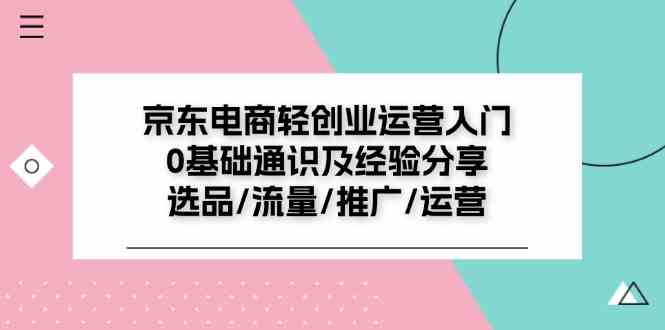 京东电商轻创业运营入门0基础通识及经验分享：选品/流量/推广/运营-大鱼聊项目