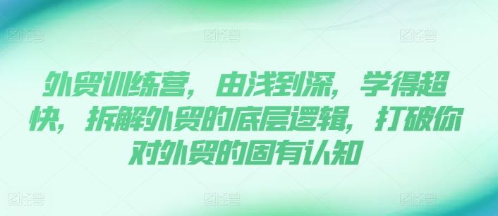 外贸训练营，由浅到深，学得超快，拆解外贸的底层逻辑，打破你对外贸的固有认知-大鱼聊项目