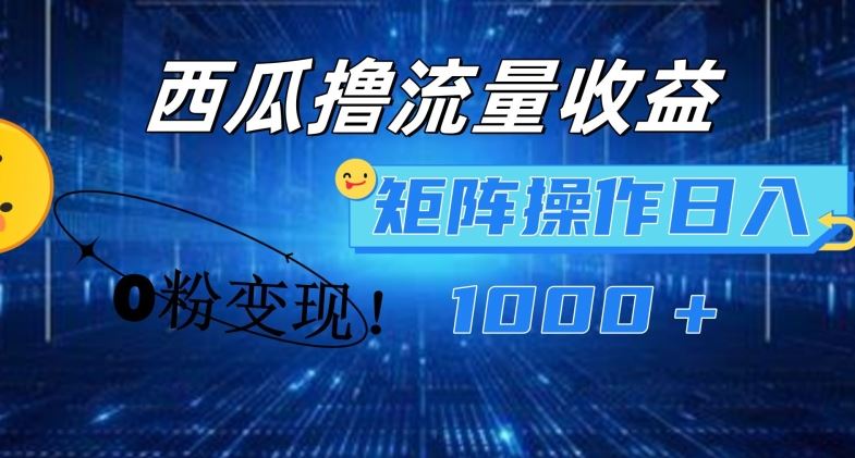 西瓜视频撸流量，简单上手，0粉变现矩阵操作，日入1000+【揭秘】-大鱼聊项目