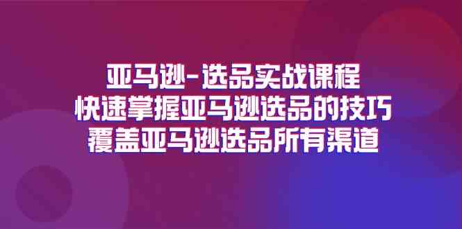 亚马逊选品实战课程，快速掌握亚马逊选品的技巧，覆盖亚马逊选品所有渠道-大鱼聊项目