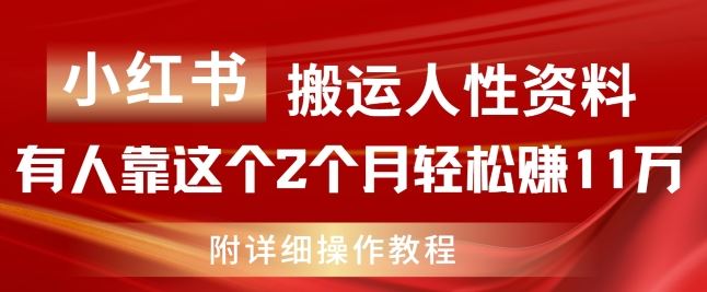 小红书搬运人性资料，有人靠这个2个月轻松赚11w，附教程【揭秘】-大鱼聊项目