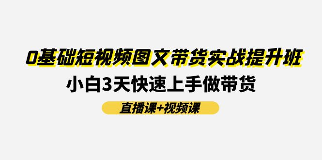 0基础短视频图文带货实战提升班，小白3天快速上手做带货(直播课+视频课)-大鱼聊项目