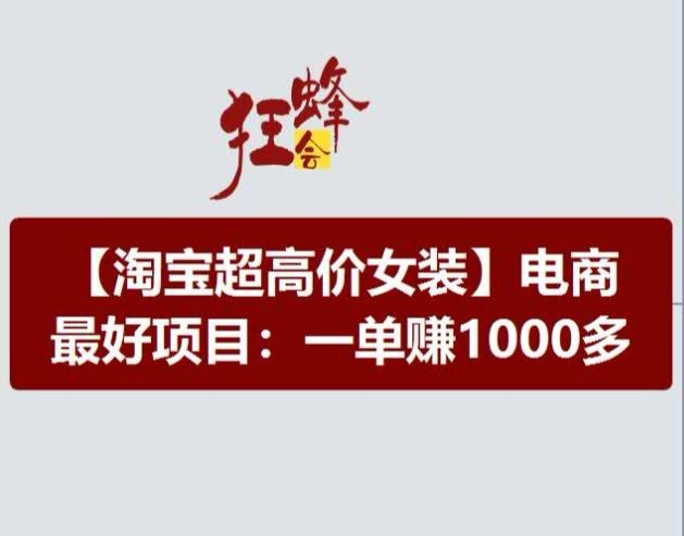 淘宝超高价女装项目，电商最好赛道，一单赚1000多-大鱼聊项目