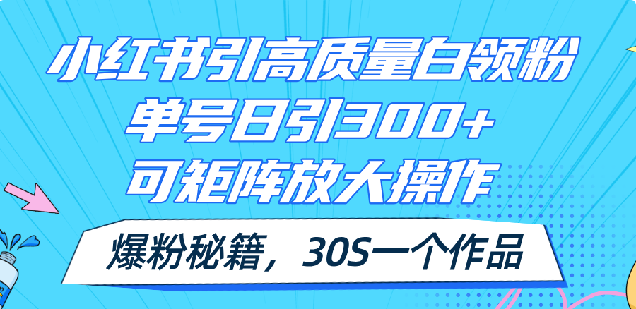 （11692期）小红书引高质量白领粉，单号日引300+，可放大操作，爆粉秘籍！30s一个作品-大鱼聊项目