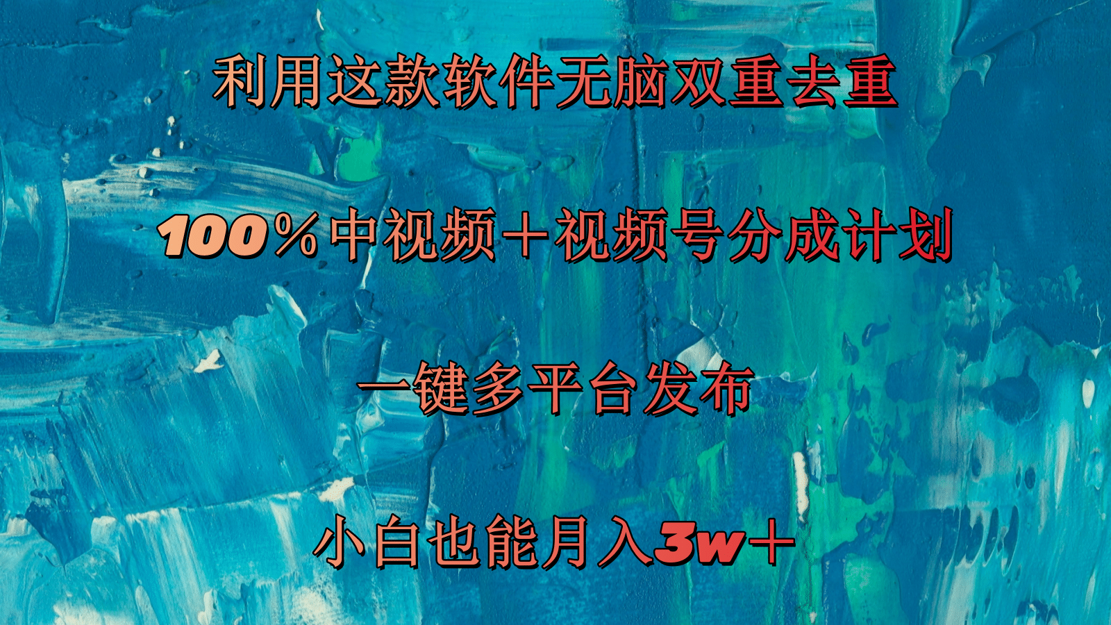 （11710期）利用这款软件无脑双重去重 100％中视频＋视频号分成计划 小白也能月入3w＋-大鱼聊项目