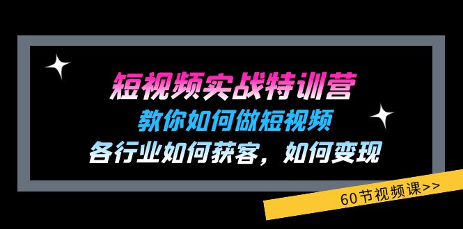 短视频实战特训营：教你如何做短视频，各行业如何获客，如何变现 (60节)-大鱼聊项目
