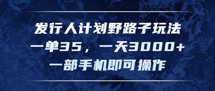 （11750期）发行人计划野路子玩法，一单35，一天3000+，一部手机即可操作-大鱼聊项目