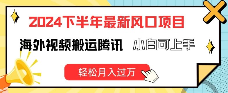 2024下半年最新风口项自，海外视频搬运腾讯，小白可上手，轻松月入过万【揭秘】-大鱼聊项目