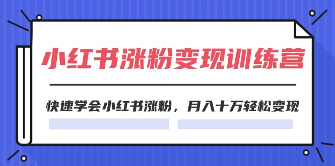 2024小红书19天涨粉变现特训营，快速学会小红书涨粉，月入十万轻松变现（42节）-大鱼聊项目