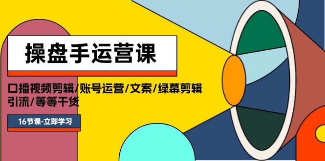 （11803期）操盘手运营课程：口播视频剪辑/账号运营/文案/绿幕剪辑/引流/干货/16节-大鱼聊项目