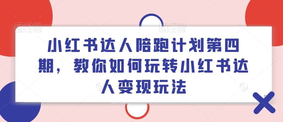 小红书达人陪跑计划第四期，教你如何玩转小红书达人变现玩法-大鱼聊项目