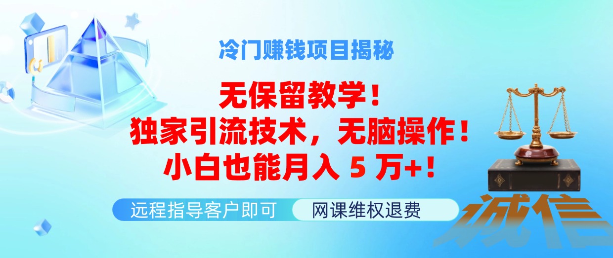 （11864期）冷门赚钱项目无保留教学！独家引流技术，无脑操作！小白也能月入5万+！-大鱼聊项目