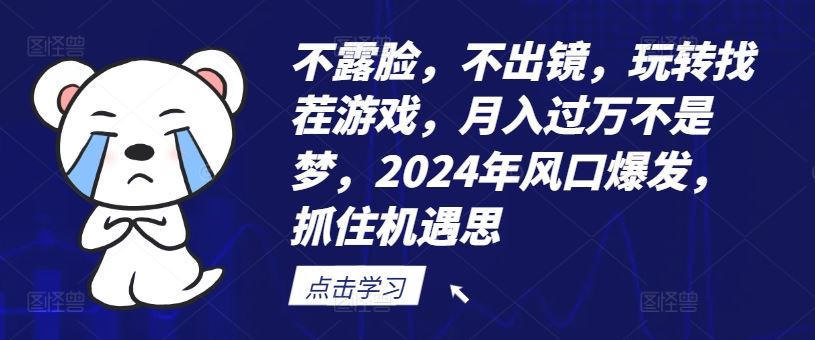 不露脸，不出镜，玩转找茬游戏，月入过万不是梦，2024年风口爆发，抓住机遇【揭秘】-大鱼聊项目
