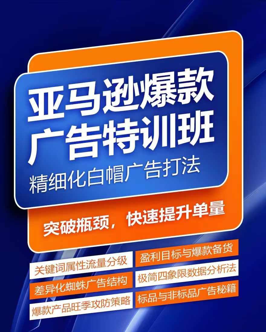 亚马逊爆款广告特训班，快速掌握亚马逊关键词库搭建方法，有效优化广告数据并提升旺季销量-大鱼聊项目