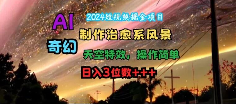 2024短视频掘金项目，AI制作治愈系风景，奇幻天空特效，操作简单，日入3位数【揭秘】-大鱼聊项目