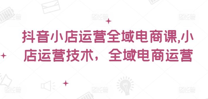 抖音小店运营全域电商课，​小店运营技术，全域电商运营-大鱼聊项目
