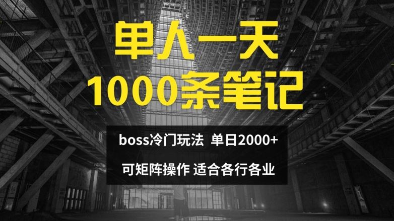 单人一天1000条笔记，日入2000+，BOSS直聘的正确玩法【揭秘】-大鱼聊项目