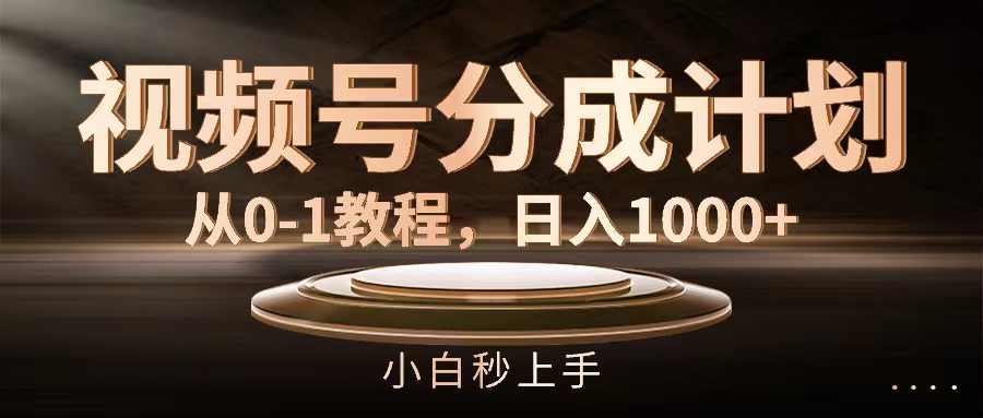 （11931期）视频号分成计划，从0-1教程，日入1000+-大鱼聊项目