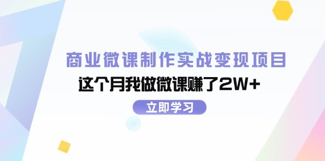 （11959期）商业微课制作实战变现项目，这个月我做微课赚了2W+-大鱼聊项目