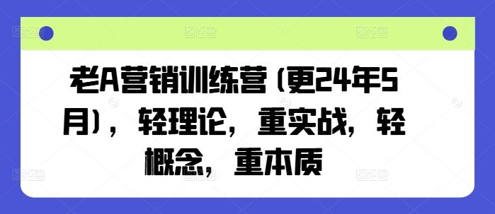 老A营销训练营(更24年7月)，轻理论，重实战，轻概念，重本质-大鱼聊项目