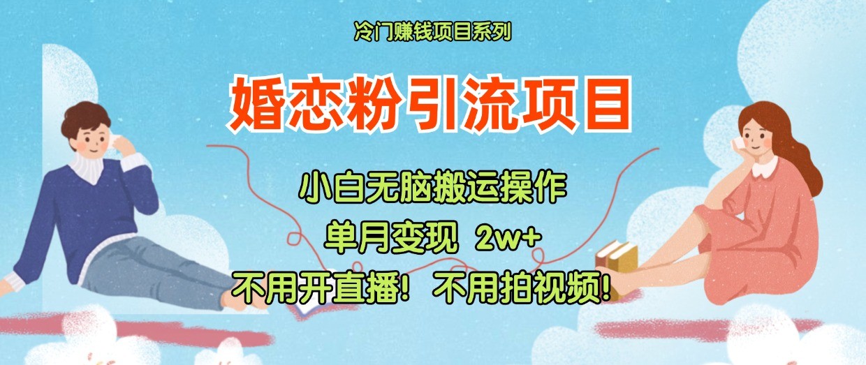 小红书婚恋粉引流，不用开直播！不用拍视频！不用做交付-大鱼聊项目