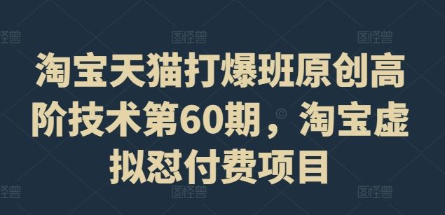 淘宝天猫打爆班原创高阶技术第60期，淘宝虚拟怼付费项目-大鱼聊项目