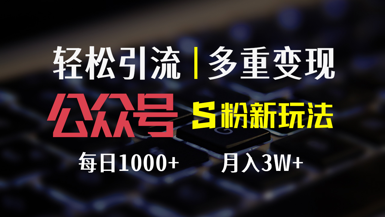 （12073期）公众号S粉新玩法，简单操作、多重变现，每日收益1000+-大鱼聊项目