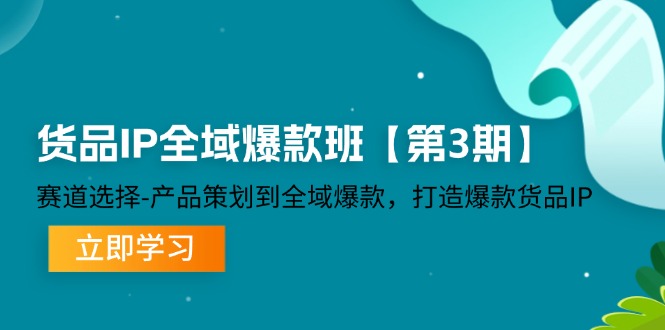 货品IP全域爆款班【第3期】赛道选择、产品策划到全域爆款，打造爆款货品IP-大鱼聊项目