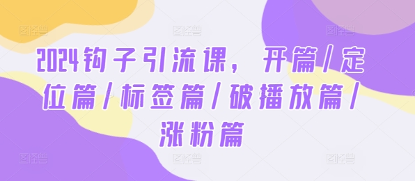 2024钩子引流课，开篇/定位篇/标签篇/破播放篇/涨粉篇-大鱼聊项目