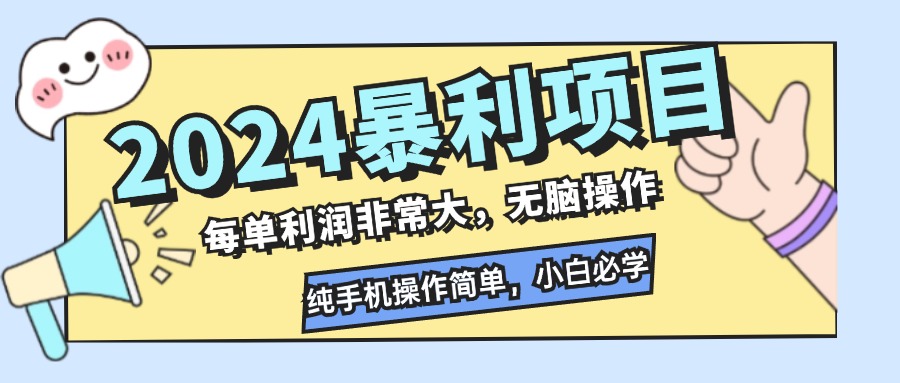 （12130期）2024暴利项目，每单利润非常大，无脑操作，纯手机操作简单，小白必学项目-大鱼聊项目