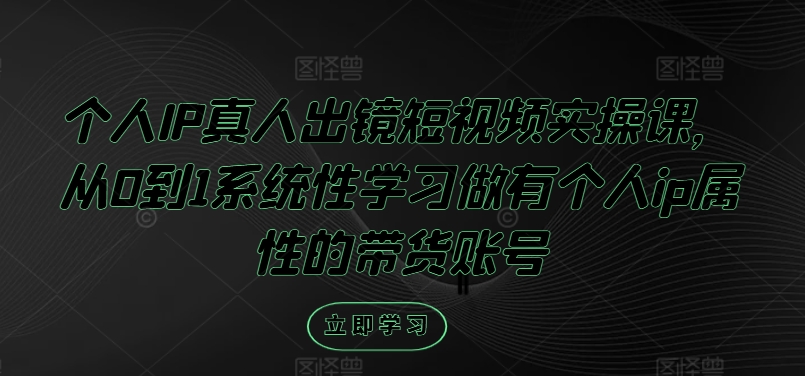 个人IP真人出镜短视频实操课，从0到1系统性学习做有个人ip属性的带货账号-大鱼聊项目