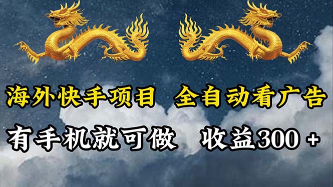 （12175期）海外快手项目，利用工具全自动看广告，每天轻松 300+-大鱼聊项目