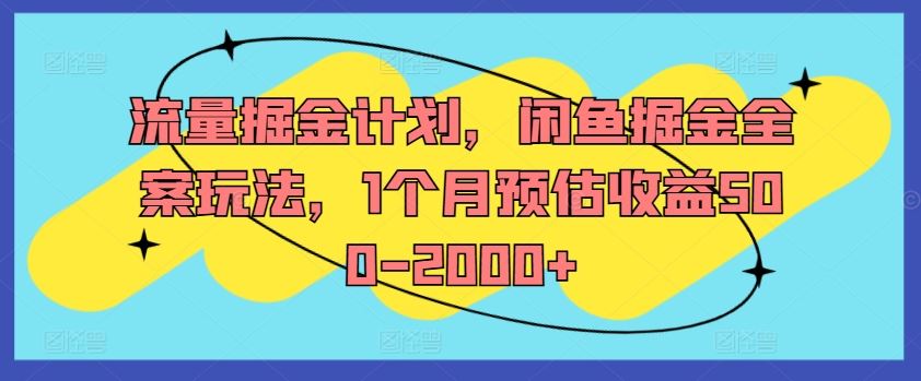 流量掘金计划，闲鱼掘金全案玩法，1个月预估收益500-2000+-大鱼聊项目