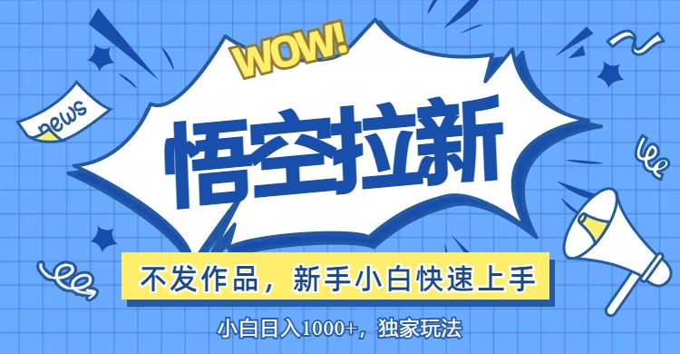 （12243期）悟空拉新最新玩法，无需作品暴力出单，小白快速上手-大鱼聊项目