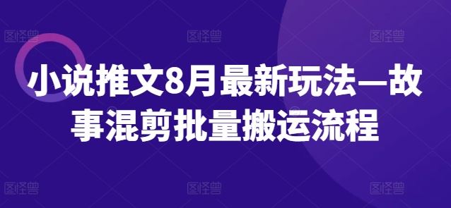 小说推文8月最新玩法—故事混剪批量搬运流程-大鱼聊项目