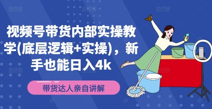 视频号带货内部实操教学(底层逻辑+实操)，新手也能日入4k-大鱼聊项目