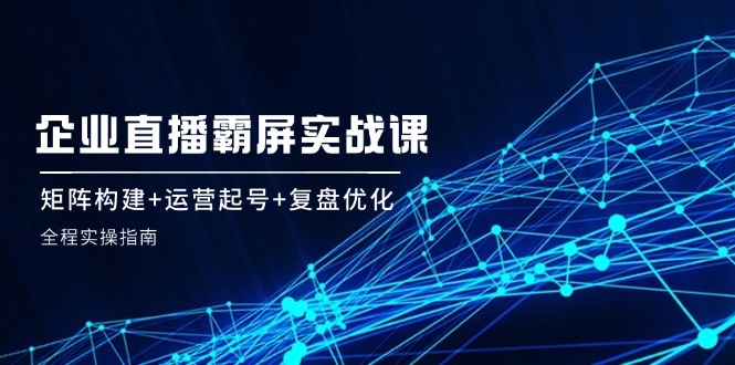 企业直播霸屏实战课：矩阵构建+运营起号+复盘优化，全程实操指南-大鱼聊项目