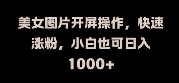 美女图片开屏操作，快速涨粉，小白也可日入1k【揭秘】-大鱼聊项目