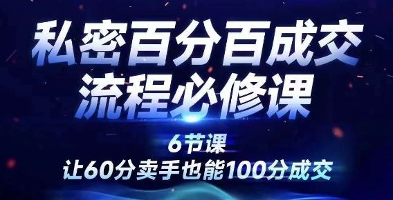 私密百分百成交流程线上训练营，绝对成交，让60分卖手也能100分成交-大鱼聊项目