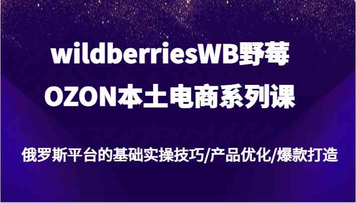 wildberriesWB野莓/OZON本土电商系列课，俄罗斯平台的基础实操技巧/产品优化/爆款打造-大鱼聊项目