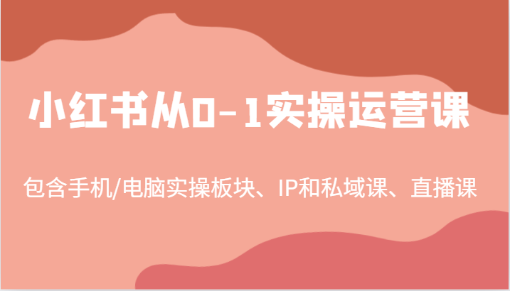 小红书从0-1实操运营课，包含手机/电脑实操板块、IP和私域课、直播课（97节）-大鱼聊项目