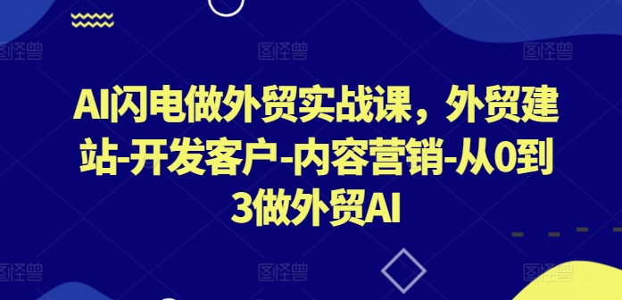 AI闪电做外贸实战课，​外贸建站-开发客户-内容营销-从0到3做外贸AI(更新)-大鱼聊项目