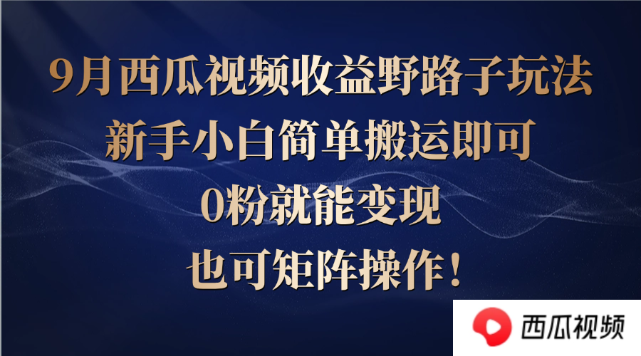 西瓜视频收益野路子玩法，新手小白简单搬运即可，0粉就能变现，也可矩…-大鱼聊项目