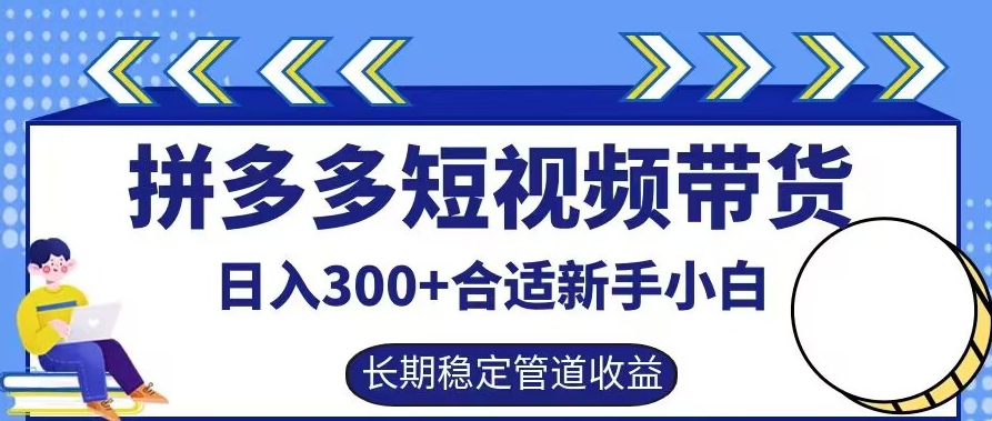 拼多多短视频带货日入300+有长期稳定被动收益，合适新手小白【揭秘】-大鱼聊项目