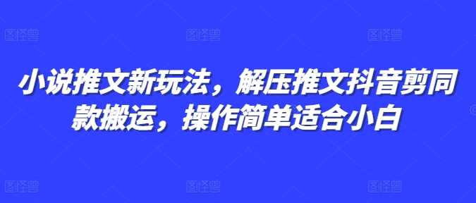 小说推文新玩法，解压推文抖音剪同款搬运，操作简单适合小白-大鱼聊项目