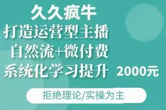 久久疯牛·自然流+微付费(12月23更新)打造运营型主播，包11月+12月-大鱼聊项目