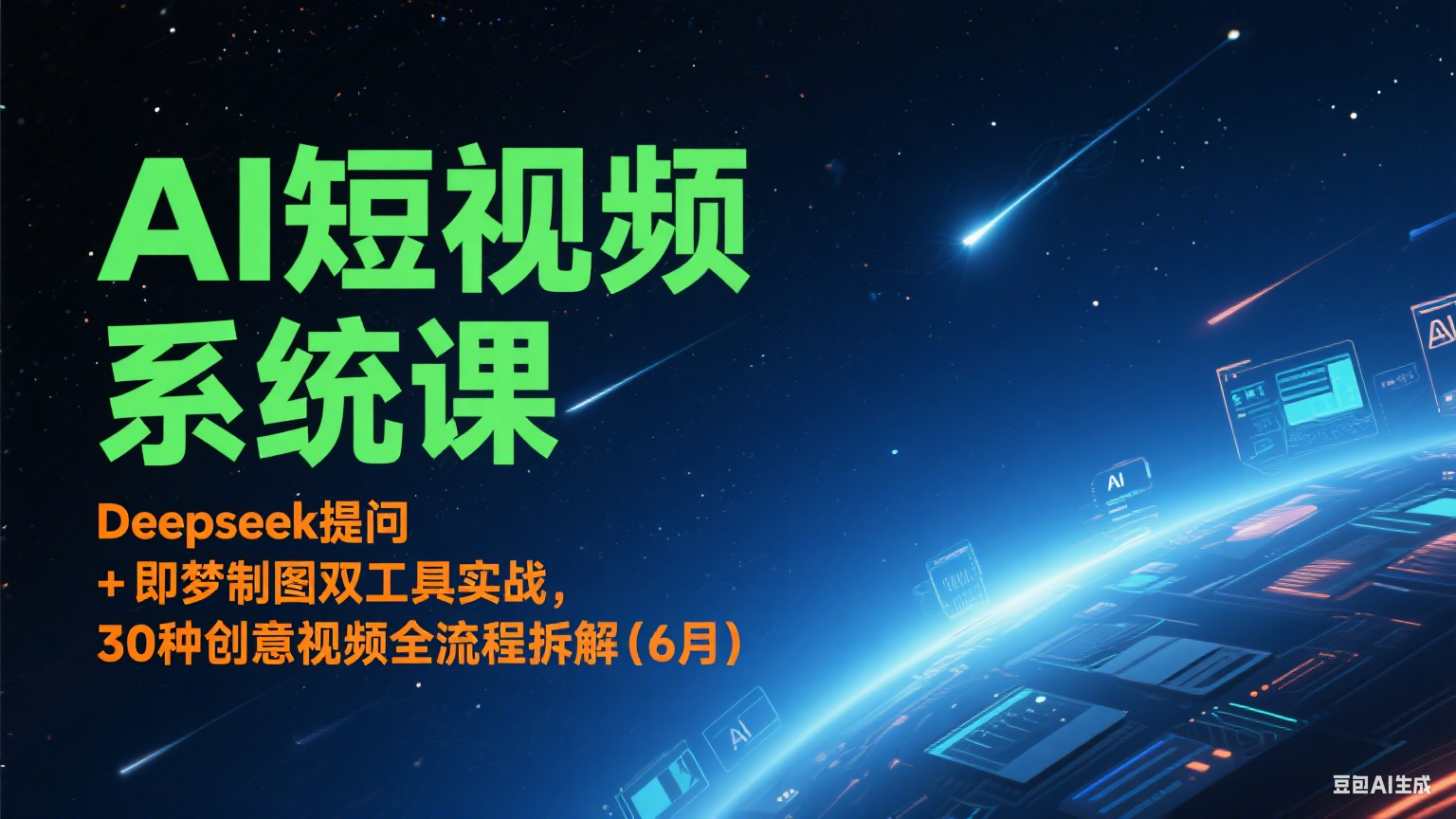 AI短视频系统课：Deepseek提问 + 即梦制图双工具实战，30种创意视频全流程拆解(6月)-大鱼聊项目